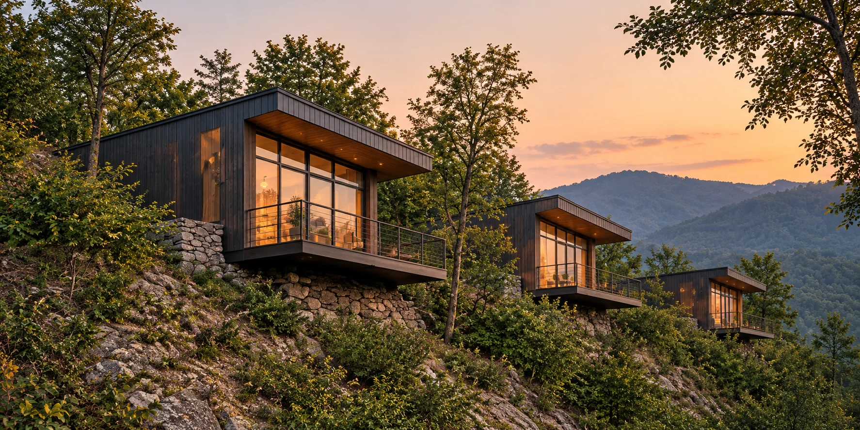 Hillside cottage cluster design visualization